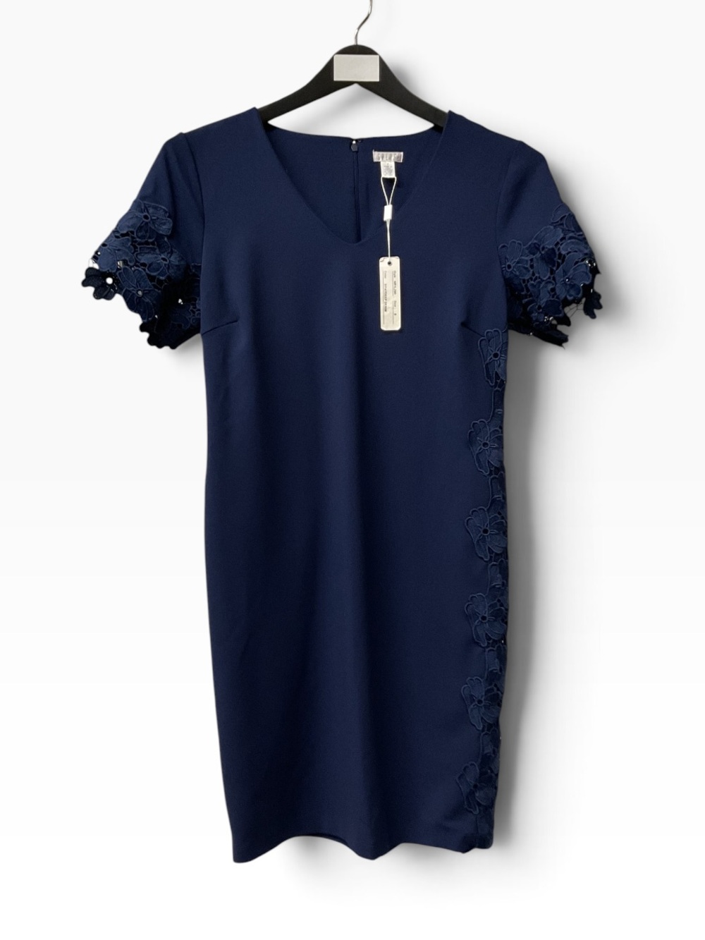 Brand New-Spense Lace Detail Sheath Dress in Deep Denim Navy